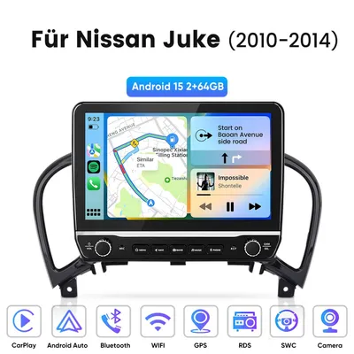 Produktbild von Hexinex 10,1" Android 15 Autoradio für Nissan Juke (2010-2014) GPS Navi WIFI BT DAB+ SWC USB DSP RDS 2GB+64GB
