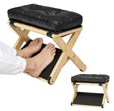 Produktbild von Ergonomischer Holzfußstütze 2-in-1 - Rutschfeste Fußstütze für Zuhause und Büro