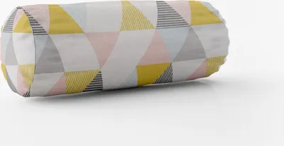 Produktbild von SCHÖNER LEBEN. Kissenhülle Brio Dreiecke Sorbet rosa senf blau grau Größe 15x40cm (ØxB) Nackenrolle 15x40cm (ØxB) Nackenrolle Größe