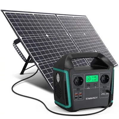 Produktbild von SWAREY S1000 Tragbare 1000W (Spitzenwert 1500W) Power Station Powerstation 725,76Wh/201600mAh Solarspeicher Solar Generator Solargenerator Stromerzeuger mit 100W Solarpanels Solaranlagen Solarladegerät Solarzelle Solarbox Akku Ladegerät Powerbank Typ-C/USB für Notstrom/Camping/Notfall/Reise/CPAP/Wohnmobile/zu Hause