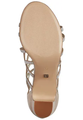 Produktbild von s.Oliver Damen Sandalette Schaftsandale Strass Cutouts Reißverschluss 5-28308-42, Größe:39 EU, Farbe:Beige