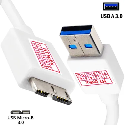 Produktbild von Weiß - USB 3.0 - Micro Superspeed Anschluss Kabel für Externe Festplatte, Laufwerk, PC