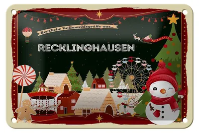 Produktbild von Blechschild Weihnachten Grüße aus RECKLINGHAUSEN Geschenk Deko  18x12cm