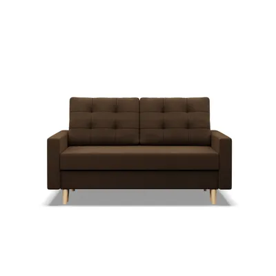 Produktbild von Schlafsofa BLANK 2-Sitzer Sofa mit Schlaffunktion, Bettkasten, hohen Füßen, Wendekissen, skandinavisch, Wohnzimmer, Braun