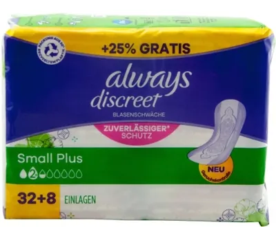 Produktbild von always discreet SMALL PLUS 8 x 40 Stück Blasenschwäche Schutz Inkontinenz