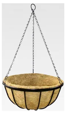 Produktbild von Hängeampel schwarz mit Kokoseinlage 35cm