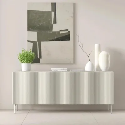 Produktbild von Sideboard MUTI 195 cm kaschmir riffeloptik push-to-open kommode 4-türig