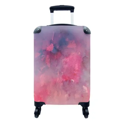 Produktbild von MuchoWow® Koffer Handgepäck Trolley Rollkoffer Kleine Reisekoffer mit 4 Rollen - Aquarell - Rosa - Farbton - Cabin Size < 55x40x23 cm & 55x40x20 cm - Fotokoffer - Kabinenkoffer - Boardgepäck - Reise-Box - Reisekoffer - Reisegepäck - Koffer mit Bild - Trolley für Kinder