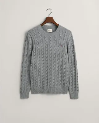 Image de Gant Pull-over col rond gris uni 100% coton tricoté grossièrement