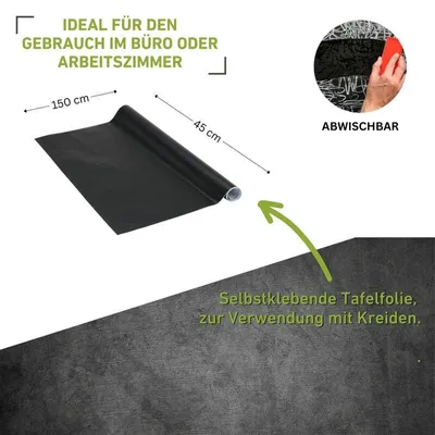 Produktbild von Venilia magnetische Tafelfolie Schwarz 45x150cm, repositionierbar, weichmacherfrei