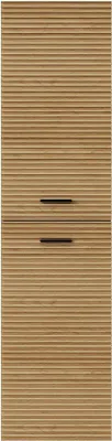 Produktbild von Badhochschrank hängend gestreift - Holzfarben hell - H. 140 cm - SARONE