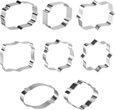 Image de set de 8 emporte-pièces pour cadres, emporte-pièces en acier inoxydable pour biscuits de différentes formes, emporte-pièces DIY pour fondants, carreaux