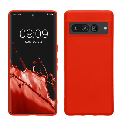 Produktbild von kwmobile Hülle kompatibel mit Google Pixel 7 Pro Hülle - gummierte TPU Silikon Handyhülle - Schutzhülle für kabelloses Laden - Case in Mandarin Orange