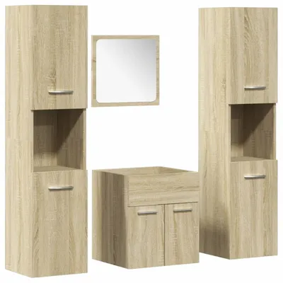 Image de vidaXL Ensemble de meubles de salle de bain 4 pièces en bois composite chêne Sonoma