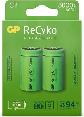 Produktbild von 1x2 GP ReCyko NiMH Akkus C Baby 3000mAH, ready to use, NEU