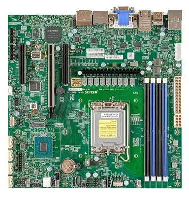 Produktbild von Supermicro X13SAZ-F - Motherboard - micro ATX - LGA1700 Sockel - R680E Chipsatz - USB 3.2 Gen 1, USB 3.2 Gen 2 - 2 x 2.5 Gigabit LAN - Onboard-Grafik (CPU erforderlich)