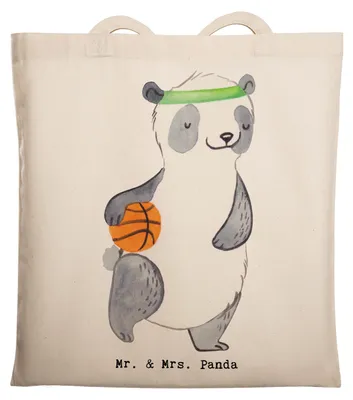 Produktbild von Mr. & Mrs. Panda Shopping Tasche Panda Basketball - Transparent - Geschenk, Tote Bag, Verband, Büchertasche, einkaufsshopper, Verein, Schultasche, Laptoptasche