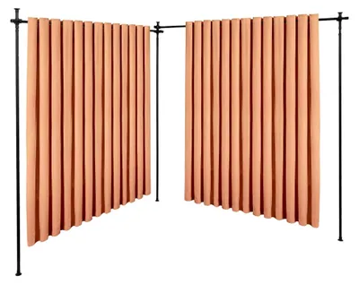 Produktbild von Freistehender Raumteiler Paraventgestell mit ausziehbarer Gardinenstange für Wohnzimmer und Balkone, einstellbar 1,22-1,83 x 1,52-3,81 m (LxH) (Schwarz)
