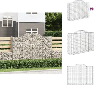 Produktbild von vidaXL Gabionen mit Hochbogen 4 Stk. 200x50x140/160cm Verzinktes Eisen -  Blumentöpfe & Pflanzgefäße