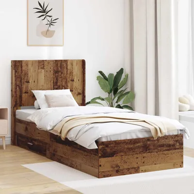 Obrázek produktu pro Maison Exclusive – Postel s úložným prostorem a čelem z masivního dřeva, rozměry 90 x 200 cm