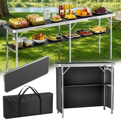 Obrázok produktu pre LZQ Skladacia výstavná pultová zostava, 98 x 38 x 85 cm, mobilný výstavný pult z hliníka s prepravnou taškou, skladacia výstavná pultová zostava