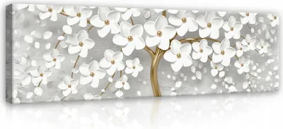 Produktbild von Leinwandbilder Blumen Abstrakt 145x45 cm XXL Baum Modern Panorama Schlafzimmer Wohnzimmer Canvas Bilder Wandbilder Kunstdruck Wand Bild auf Leinwand Aufhängefertig