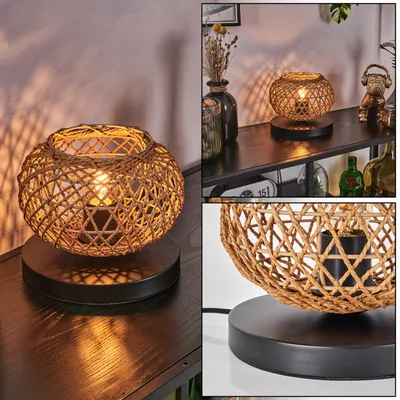 Produktbild von Messerotti Tischlampe aus Metall/Papierseil in Schwarz/Braun