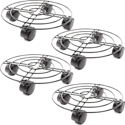 Produktbild von Pflanzenroller auf Rädern - 4er-Pack Rollpflanzenständer - 27 cm Durchmesser - für drinnen und draußen