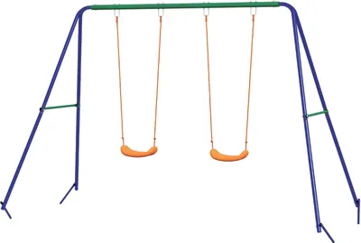 Produktbild von Kinderschaukel-Set, Schaukelgestell Mit 2 Schaukeln, Schaukelgerüst, Gartenschaukel Für Zwei Kinder 3-8 Jahre, Stahl, 2,69 X 1,6 X 1,8 M