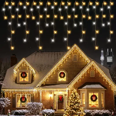 Immagine prodotto di Luci di Natale a ghiacciolo per esterno - Ghiacciolo - 10 m - 400 LED - Espandibili - 8 modalità - IP44