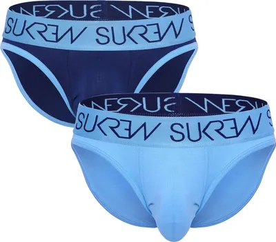Image de SUKREW - Sous-vêtement Slips Hommes - Classic Brief Multipack 1x Arctic Blue + 1x Marine - Taille S