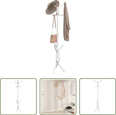 Zdjęcie produktu dla The Living Store Wieszak na płaszcze Biały 176 cm Żelazo malowane proszkowo