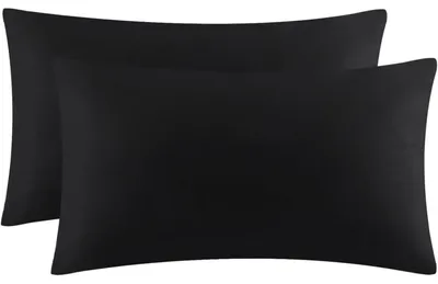 Produktbild von Kissenbezug 30x50 cm 2er Set Schwarz Mikrofaser mit Reißverschluss Bügelfrei