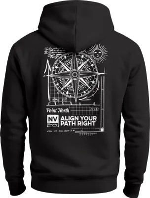 Produktbild von Herren Sweatjacke Backprint Kompass Zipjacke Zip-Hoodie Männer Fashion Urban Streetstyle Neverless®