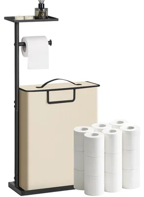 Imagen del producto de Omgoods - Soporte de papel higiénico independiente con estante de almacenamiento