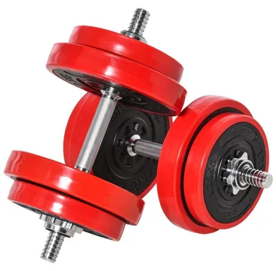 Immagine prodotto di Set di manubri da 20 kg con bilanciere | Colore: rosso e nero