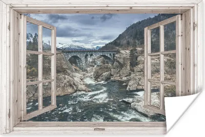 Produktbild von MuchoWow® Poster Aussicht - Brücke - Wasser 60x40 cm - Schlafzimmerdekoration