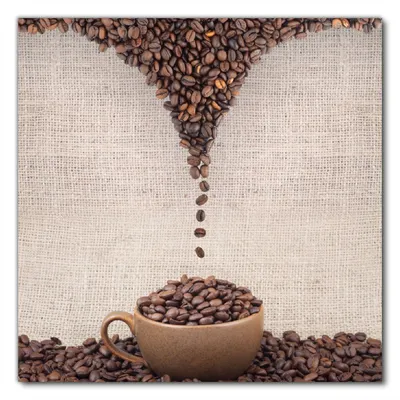 Produktbild von Wallario selbstklebende Möbelfolie/ Tischdecke für Innen und Außen, Größe: 90 x 90 cm - Tasse mit Kaffeebohnen - Kaffeedesign