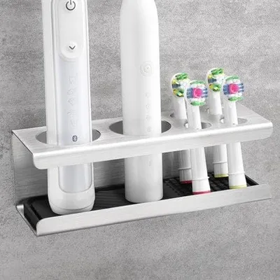 Produktbild von Badezimmerspülkengestell - RVS Wandhalter mit Ablaufläche - Silberfarbig