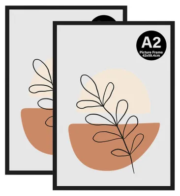Obrázek produktu pro Rám na obrázky formátu A2 (59,4 x 42 cm), sada 2 kusů, černý, dřevěný, vhodný pro plakáty