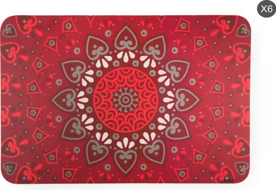 Image de Excelsa Set De 6 Sets De Table Mandala Rouge Plastique 43,5Xh29X0,1 Cm Multicolore