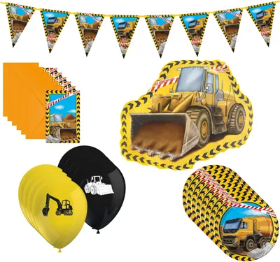 Produktbild von 24-tlg. Construction Baustelle Party Set für Kindergeburtstag