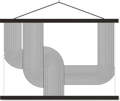 Produktbild von MuchoWow® Textilposter Schwarz - Weiß - Linie 150x100 cm mit schwarzem Rahmen - Schlafzimmer