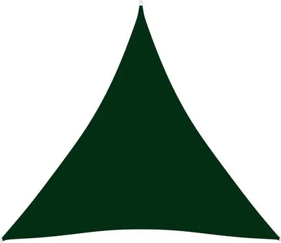 Produktbild von Dreieckiges Sonnensegel - 4x4x4 m - Wasserdichter Stoffschatten - Dunkelgrün - 95% UV-Schutz - Beinanker enthalten - Gleichschenkliges Dreieck für Garten & Terrasse
