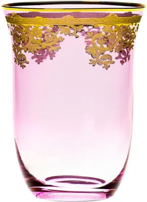 Image de Casa Padrino Luxus Barock Wasserglas 6er Set Rosa / Gold Ø 9 x H. 12 cm - Verres à eau faits et peints à la main - Verres à bière - Verres à vin - Accessoires Hôtel & Restaurant - Qualité de luxe