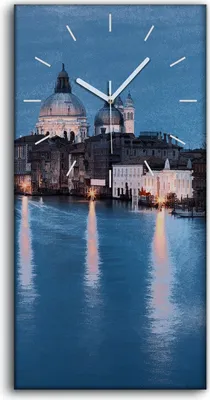 Produktbild von Wandkunst Leinwand Bild Uhr 30x60 Gemälde Architektur Wasser Boote Stadt - weiße Hände