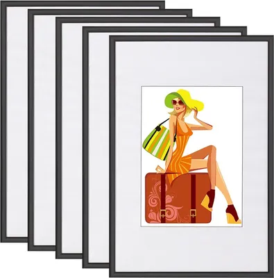 Produktbild von WOLTU 5er Set Bilderrahmen Bildergalerie Fotogalerie, Foto Collage Galerie, Kunststoff und Echtglas, New Life Style, Schwarz, 21x29,7 cm( A4)