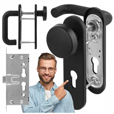 Produktbild von Gamar Türgriff-Knauf-Set für Sicherheitstüren 72mm Schwarz