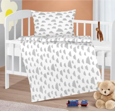 Immagine prodotto di Biancheria da letto in cotone per bambini - 90x135 cm, 45x60 - grigio,bianco