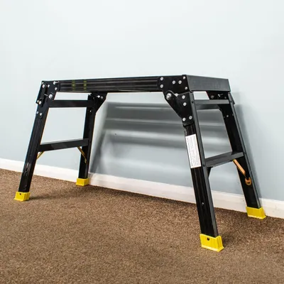 Produktbild von Trade Master Pro® Aluminium-Arbeitsplattform | Tragkraft: 150 kg | Klappbarer Hub | 2-stufige Leiter | Klappbarer Hocker | Klappbare Arbeitsplattform | Für den Innen- und Außenbereich geeignet